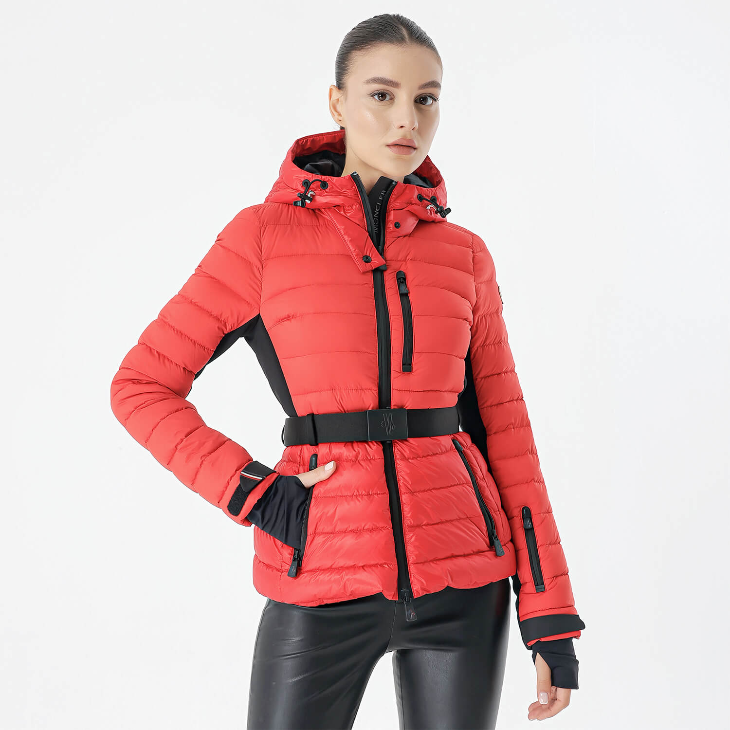 Moncler - Red Puffer Belted Jacket